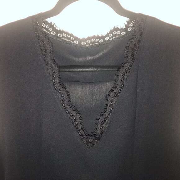 Black v neck lace trim polyester and spandex dress tank size 3X - Picture 3 of 4